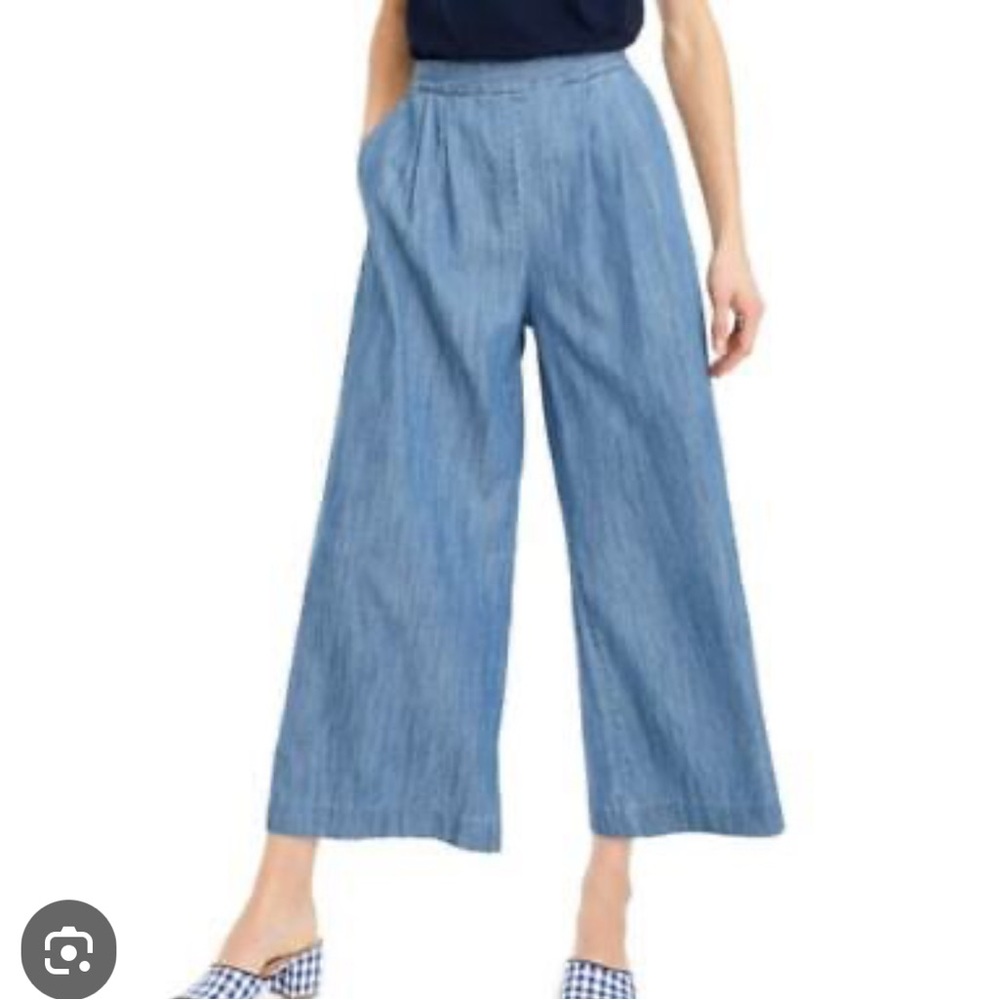 J Crew wide leg pull on denim pant